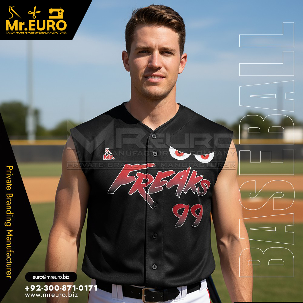 Men Baseball Sleeveless Full Button