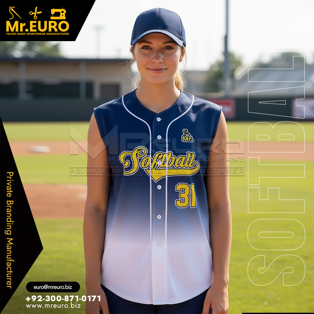 Gradient Softball Full Button Sleeveless